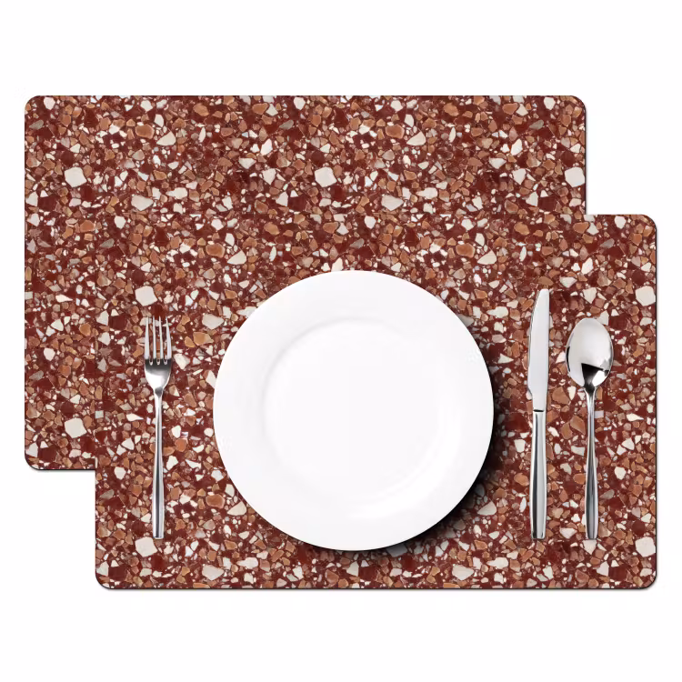 Tischset - 6 Stück - Terrazzo – Muster – Steinstruktur – Rotbraun - 6 Stück — 2