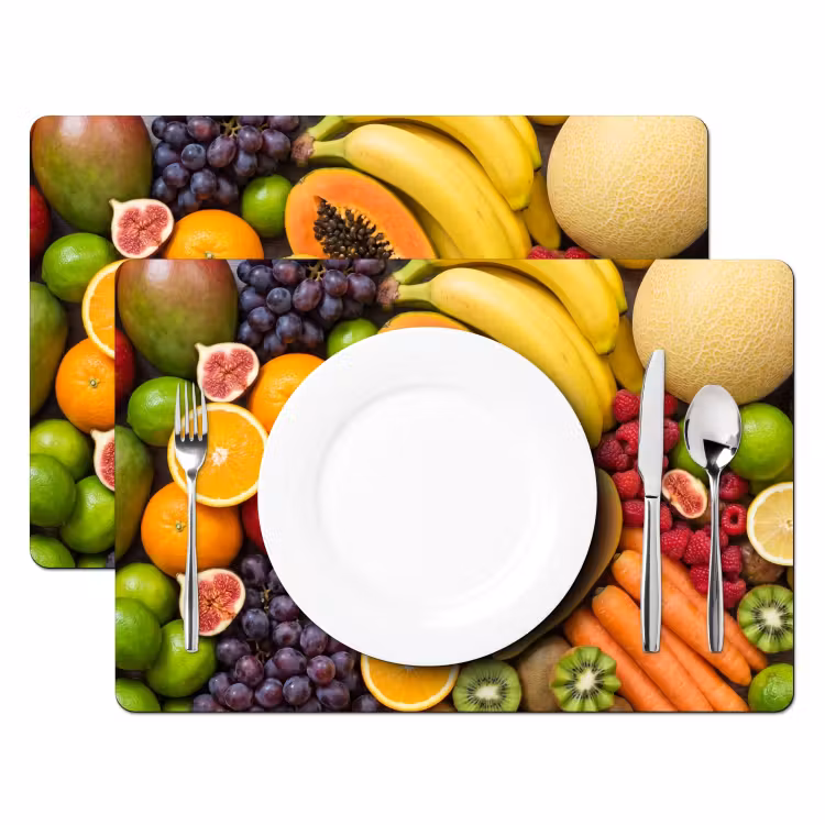 Tischset - 6 Stück - Essen – Obst – Gemüse – Frisch – Bunt - 6 Stück — 2