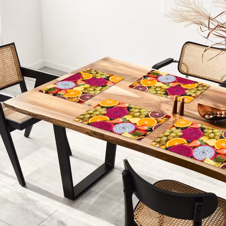 Tischset - 6 Stück - Obst – Sortiment – Bunt – Gesundheit - 6 Stück — 4
