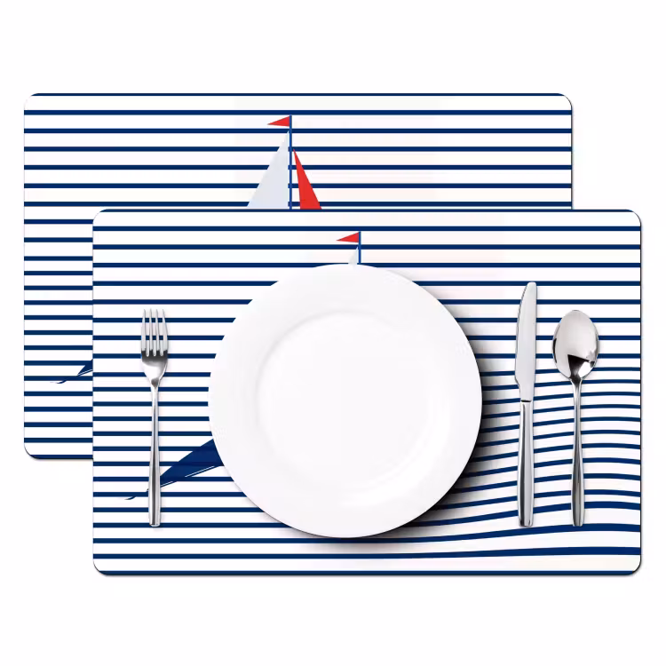 Tischset - 6 Stück - Boot – Wasser – Abstrakt – Blau - 6 Stück — 2