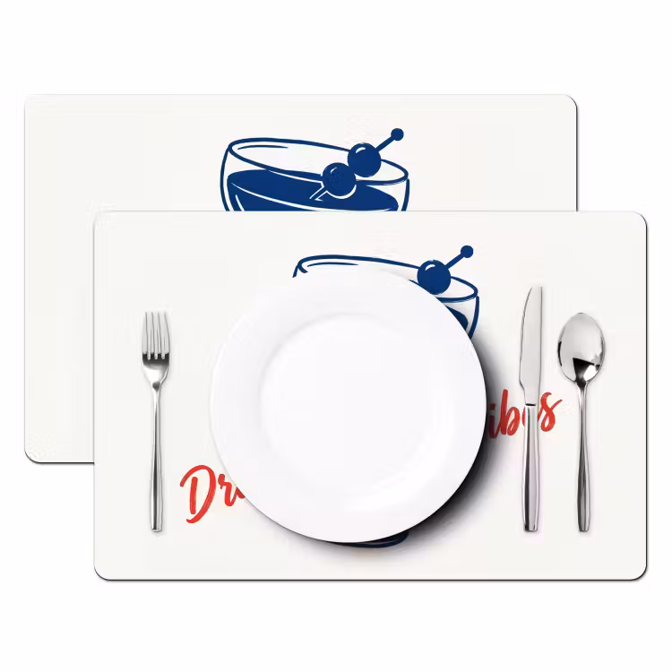 Tischset - 6 Stück - Cocktail – Glas – Illustration – Blau – Weiß - 6 Stück — 2