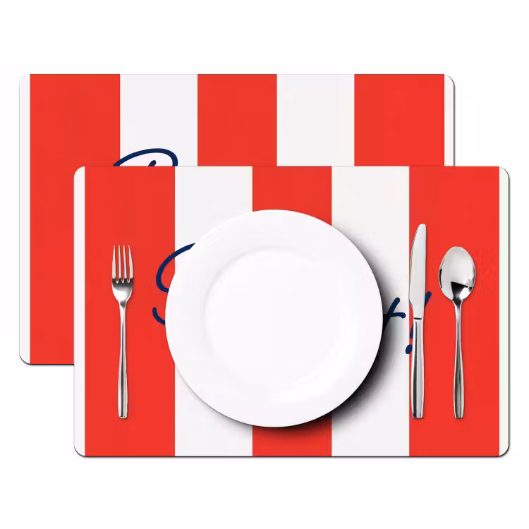 Tischset - 6 Stück - Essen – Spruch – Küche – Grafik – Rot-Weiß - 6 Stück — 2