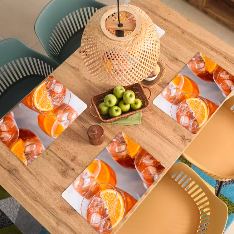 Tischset - 6 Stück - Getränk – Orange – Eis – Sommer – Orange - 6 Stück — 3