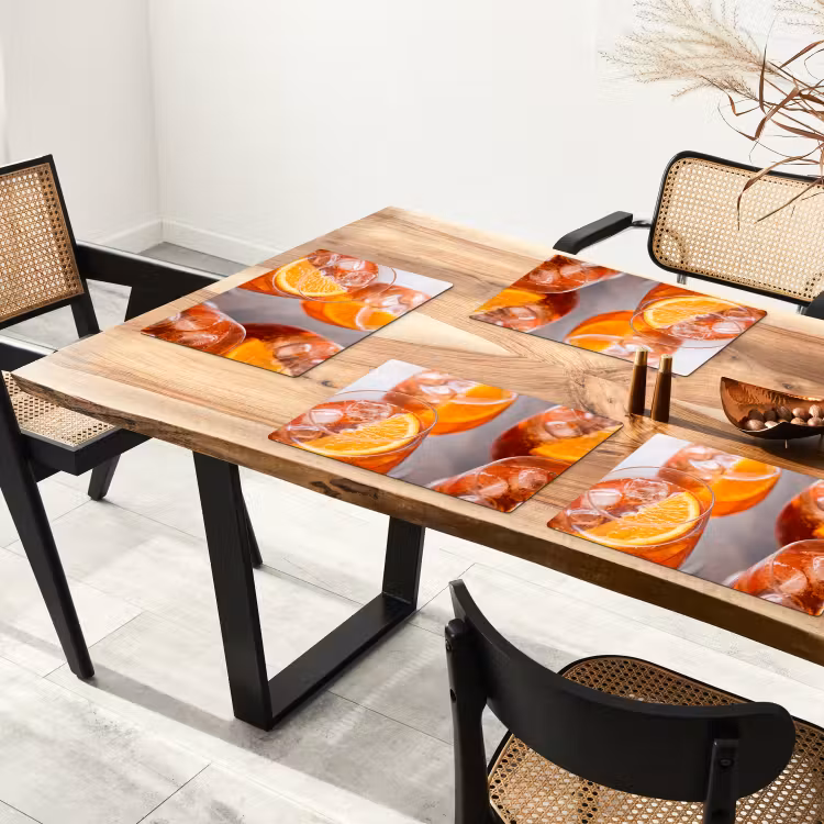 Tischset - 6 Stück - Getränk – Orange – Eis – Sommer – Orange - 6 Stück — 4