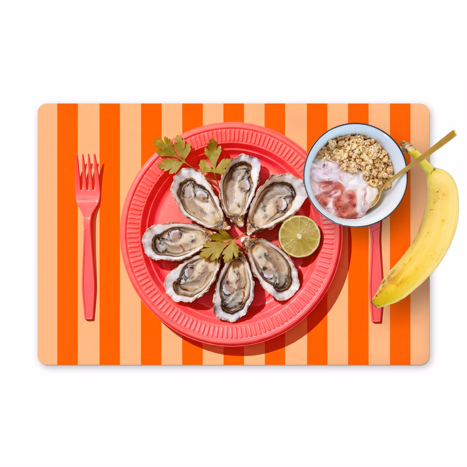 Tischset - 6 Stück - Essen – Austern – Meeresfrüchte – Orange – Modern - 6 Stück — 1