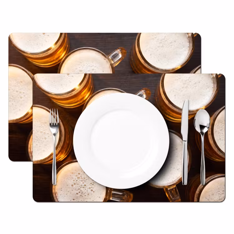 Tischset - 6 Stück - Bier – Gläser – Schaum – Holz – Getränke - 6 Stück — 2