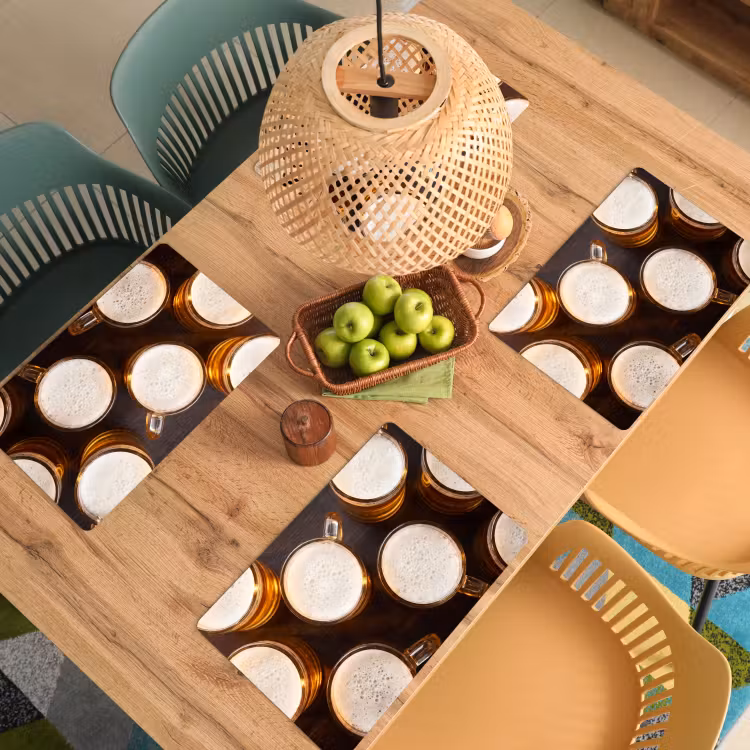 Tischset - 6 Stück - Bier – Gläser – Schaum – Holz – Getränke - 6 Stück — 3