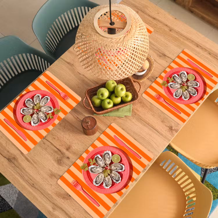 Tischset - 6 Stück - Essen – Austern – Meeresfrüchte – Orange – Modern - 6 Stück — 3