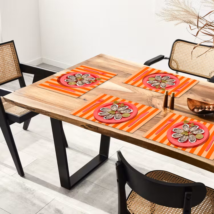 Tischset - 6 Stück - Essen – Austern – Meeresfrüchte – Orange – Modern - 6 Stück — 4