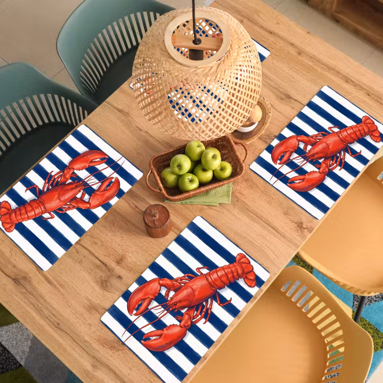 Tischset - 6 Stück - Krustentier – Hummer – Meer – Illustration – Rot - 6 Stück — 3