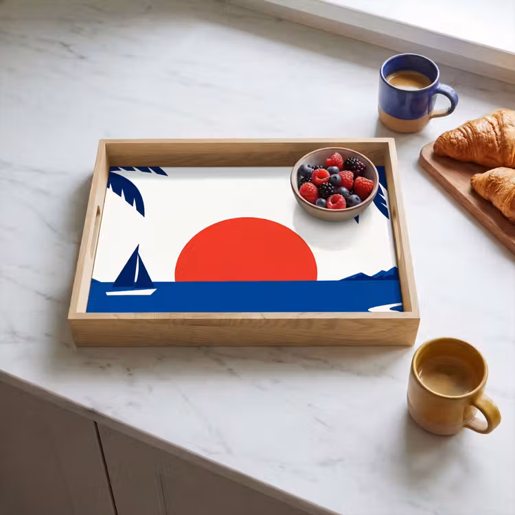 Tablett - Sonnenuntergang – Meer – Palme – Tropisch – Modern — 3