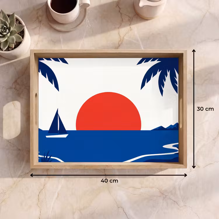 Tablett - Sonnenuntergang – Meer – Palme – Tropisch – Modern — 7