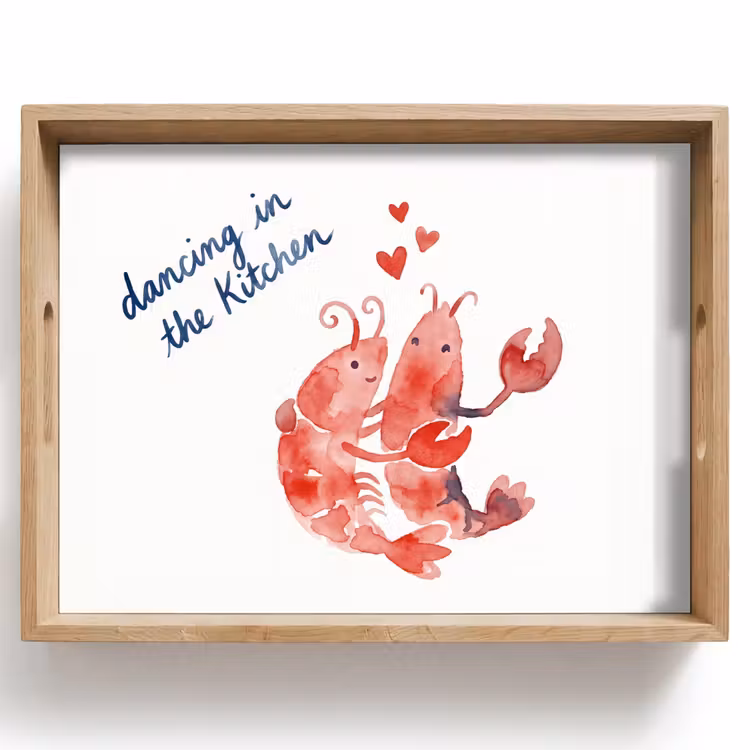 Tablett - Tier – Tanz – Liebe – Aquarell – Rot — 1