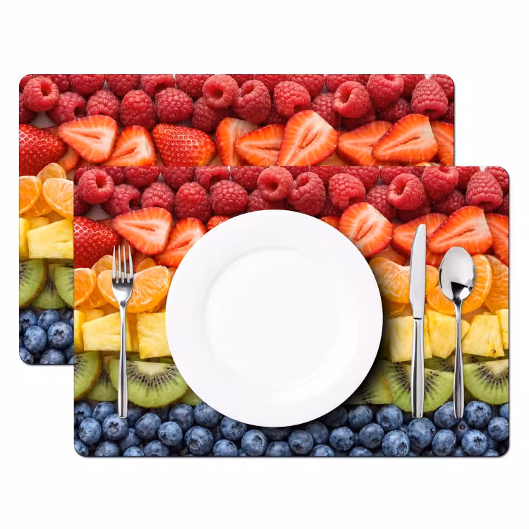 Tischset - 6 Stück - Obst – Regenbogen – Gesund – Bunt - 6 Stück — 2