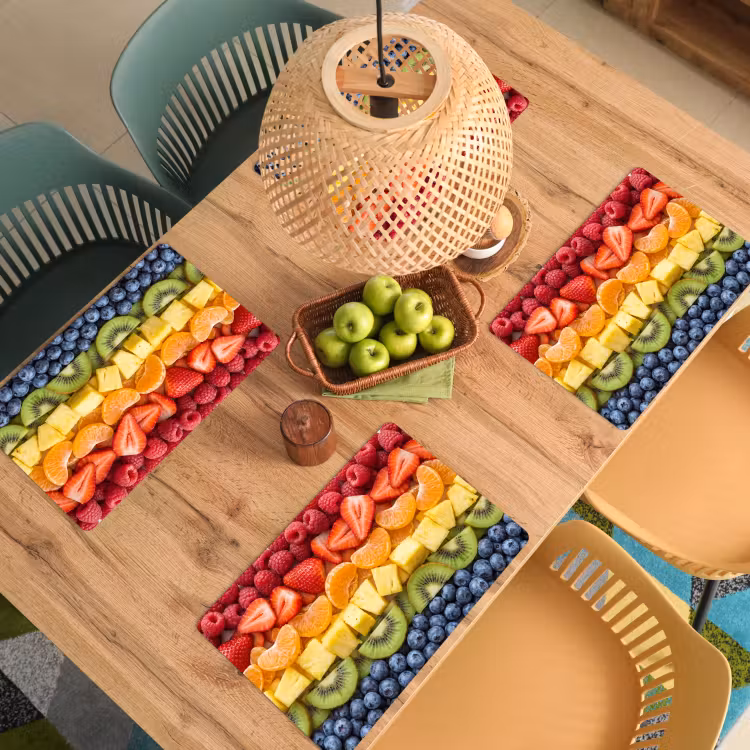 Tischset - 6 Stück - Obst – Regenbogen – Gesund – Bunt - 6 Stück — 3