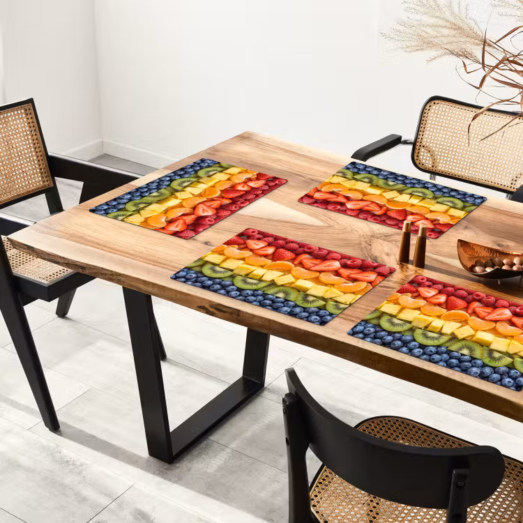 Tischset - 6 Stück - Obst – Regenbogen – Gesund – Bunt - 6 Stück — 4