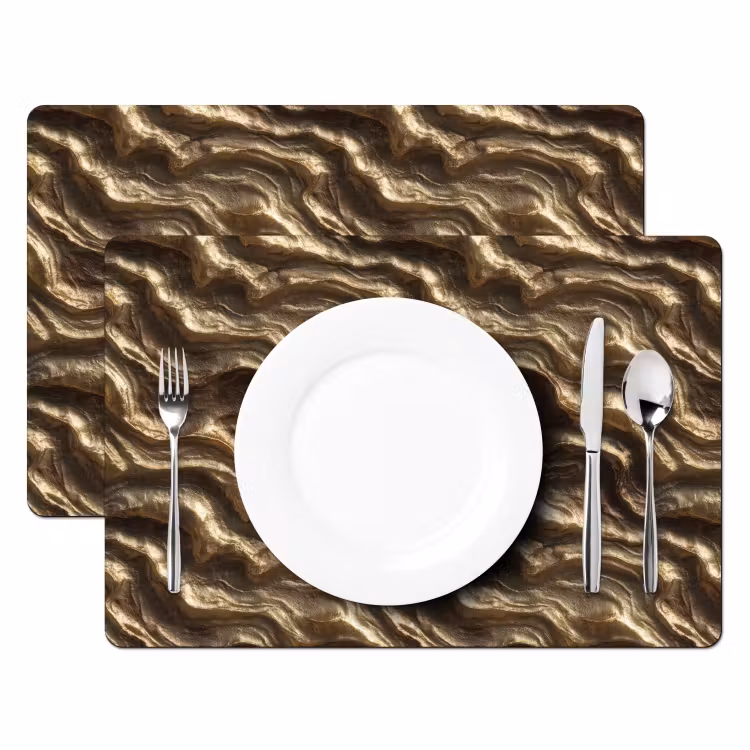 Tischset - 6 Stück - Relief – Wellen – Abstrakt – Bronzegold - 6 Stück — 2