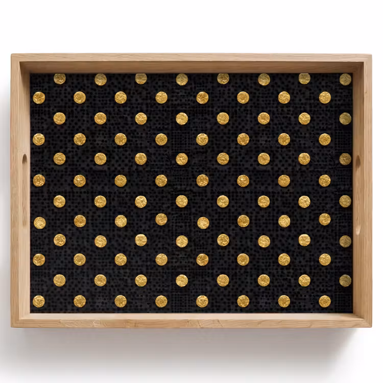 Tablett - Polka Dot – Punkte – Gold – Schwarz — 1
