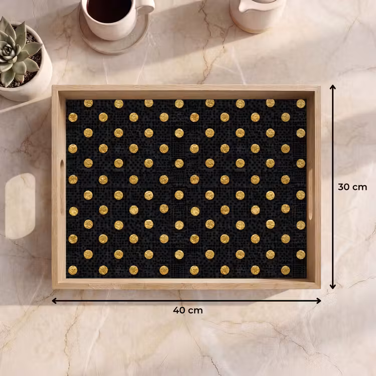 Tablett - Polka Dot – Punkte – Gold – Schwarz — 7