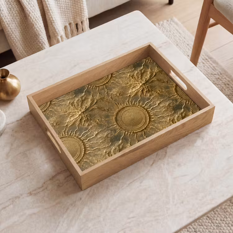 Tablett - Sonne – Relief – Antik – Gold — 2