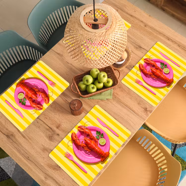 Tischset - 6 Stück - Essen – Rosa – Gelb – Modern – Kulinarisch - 6 Stück — 3