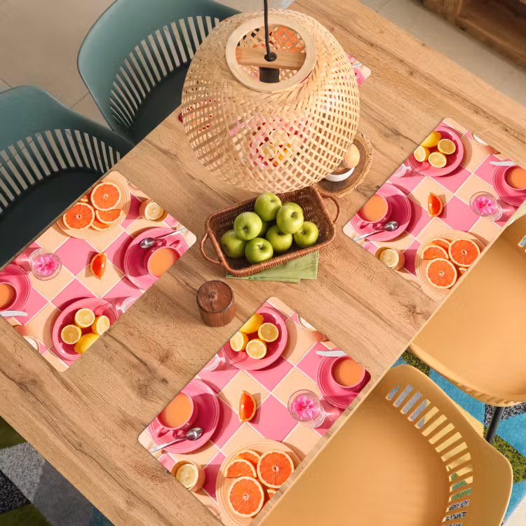 Tischset - 6 Stück - Essen – Zitrusfrüchte – Stillleben – Rosa – Orange - 6 Stück — 3