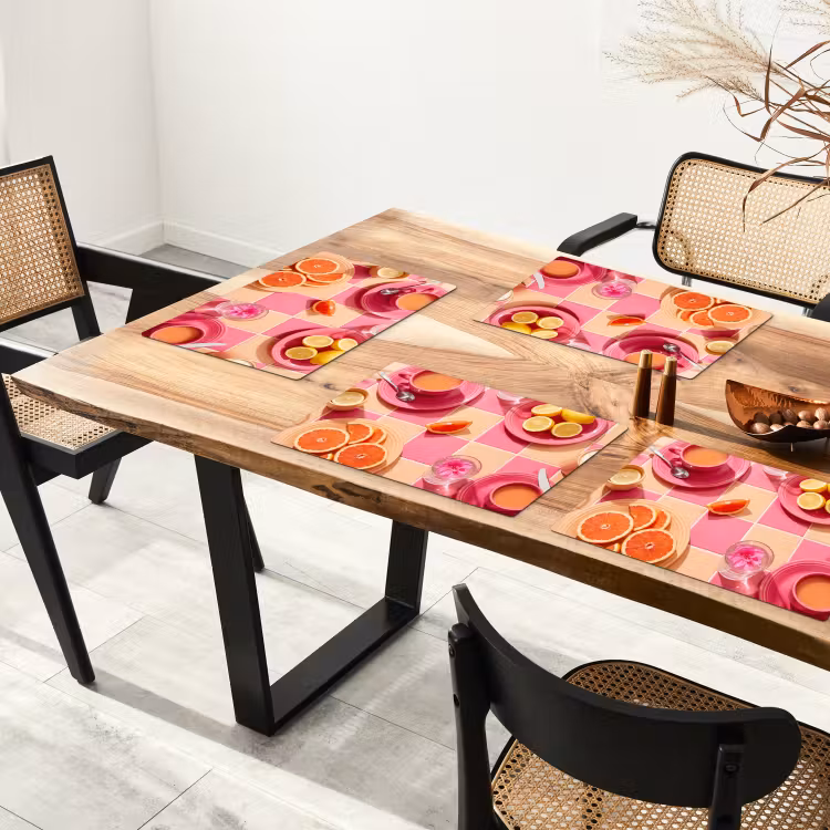 Tischset - 6 Stück - Essen – Zitrusfrüchte – Stillleben – Rosa – Orange - 6 Stück — 4