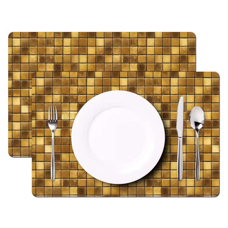 Tischset - 6 Stück - Fliesen – Mosaik – Luxus – Warmes Gold - 6 Stück — 2