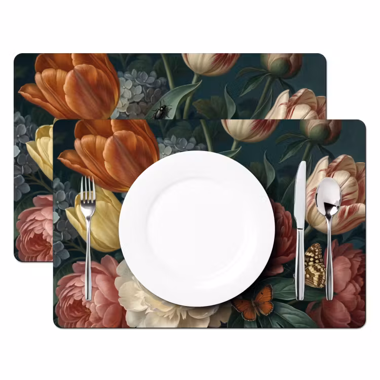 Tischset - 6 Stück - Blumen – Blumenstrauß – Natur – Klassisch – Dunkel - 6 Stück — 2
