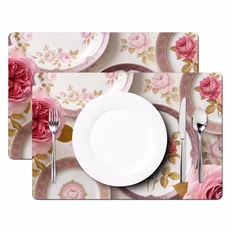 Tischset - 6 Stück - Blumen – Muster – Vintage – Rosa – Dekoration - 6 Stück — 2