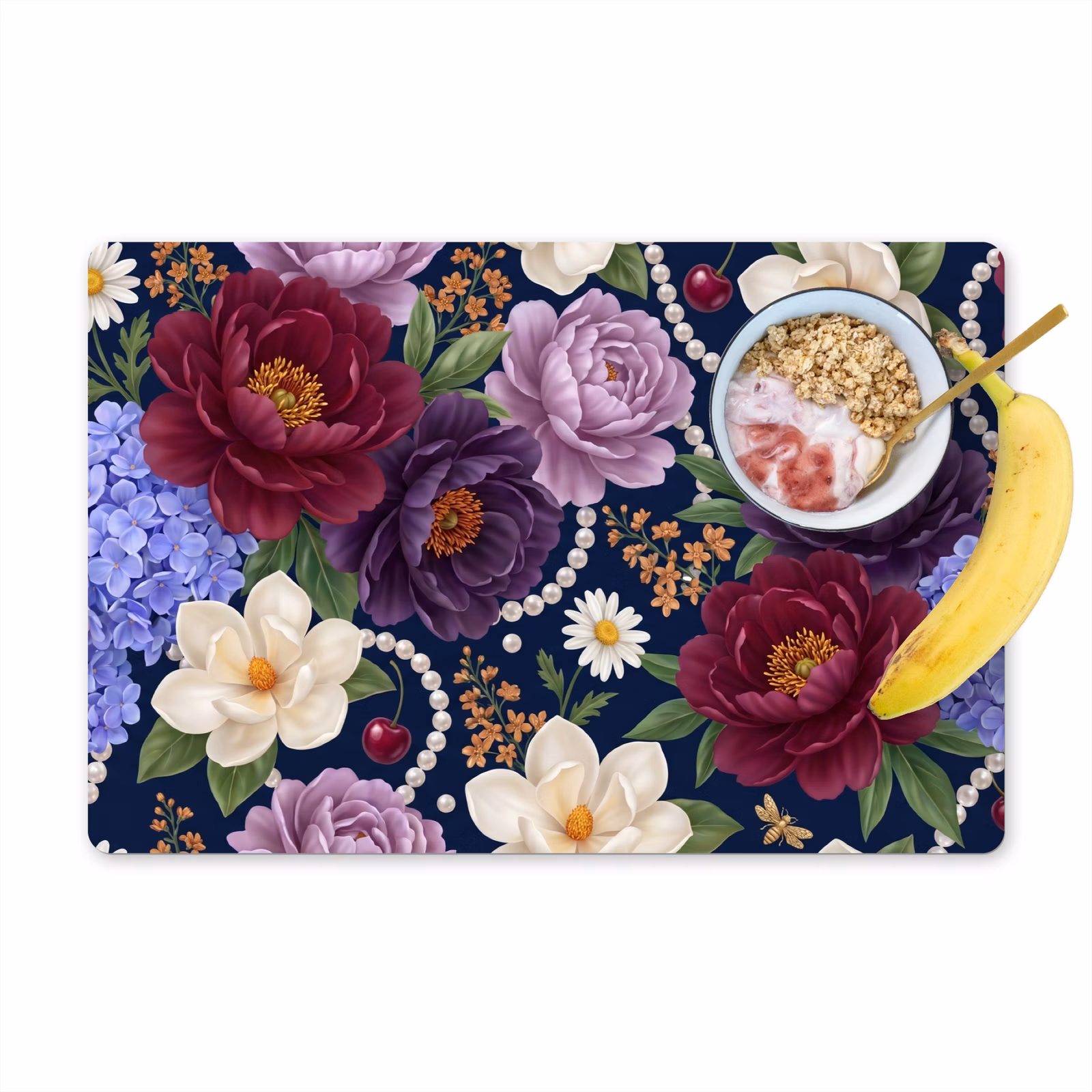 Tischset - 6 Stück - Blumen – Perlen – Dekoration – Modern – Blau - 6 Stück — 1