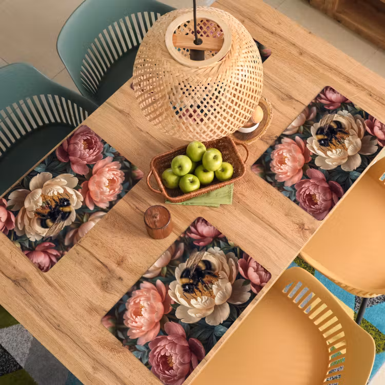 Tischset - 6 Stück - Blumen – Insekten – Natur – Rosa - 6 Stück — 3