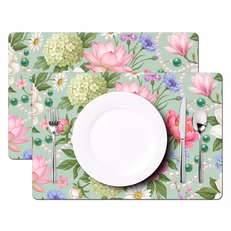 Tischset - 6 Stück - Blumen – Muster – Botanisch – Grün - 6 Stück — 2