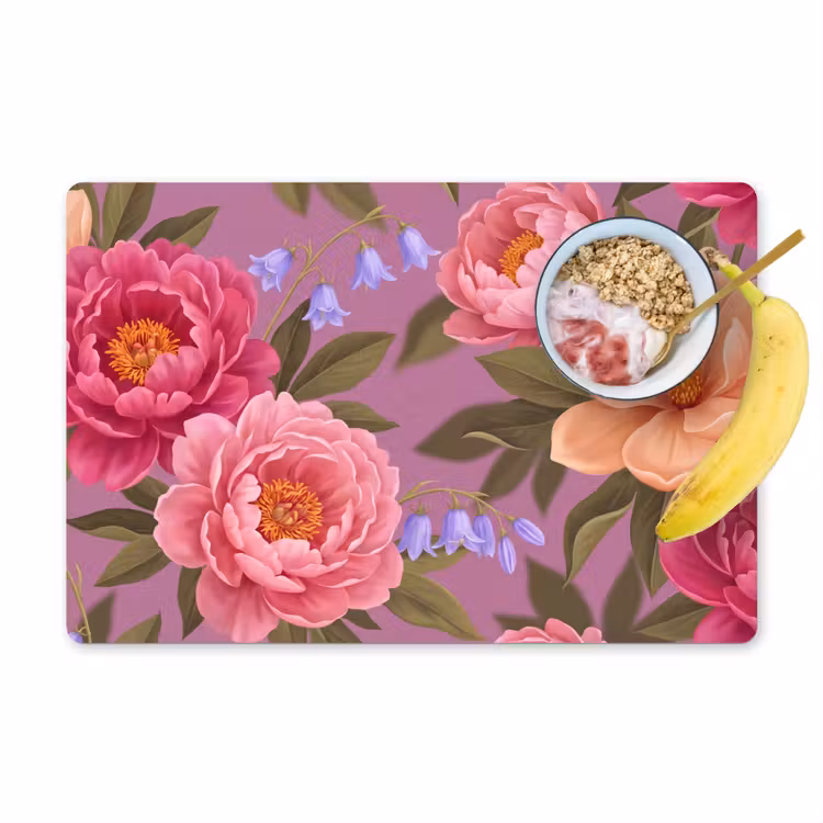 Tischset - 6 Stück - Blumen – Muster – Illustration – Rosa - 6 Stück — 1