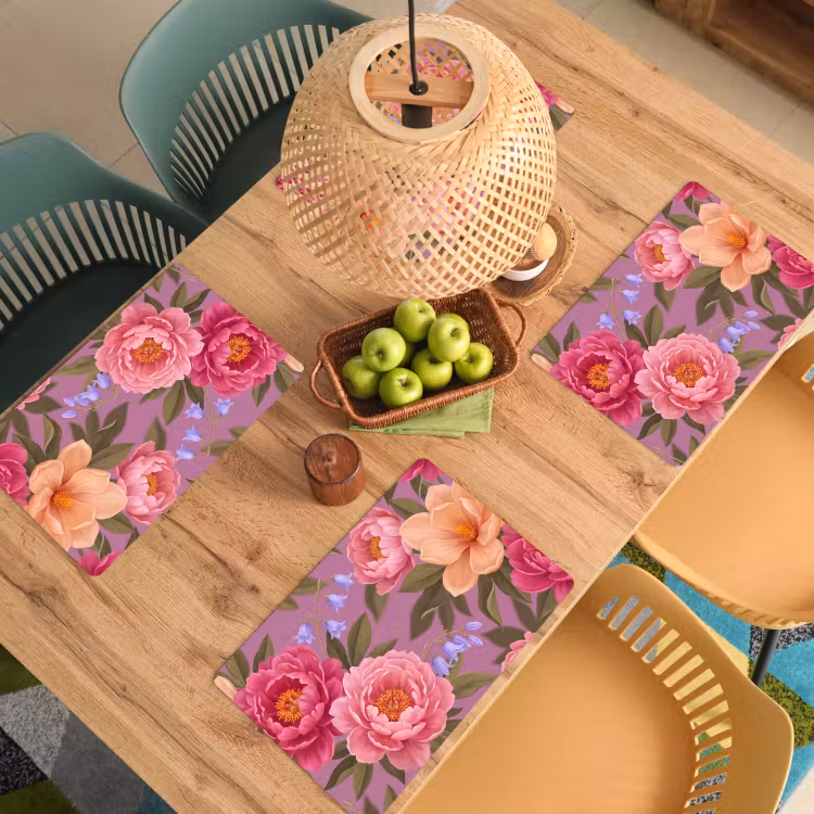 Tischset - 6 Stück - Blumen – Muster – Illustration – Rosa - 6 Stück — 3