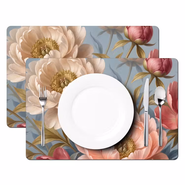 Tischset - 6 Stück - Blumen – Rosa – Beige – Modern – Natur - 6 Stück — 2