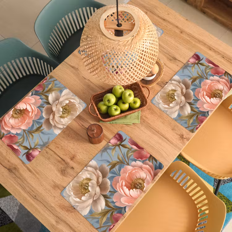 Tischset - 6 Stück - Blumen – Rosa – Beige – Modern – Natur - 6 Stück — 3
