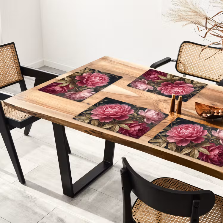 Tischset - 6 Stück - Blumen – Rosa – Klassisch – Natur - 6 Stück — 4