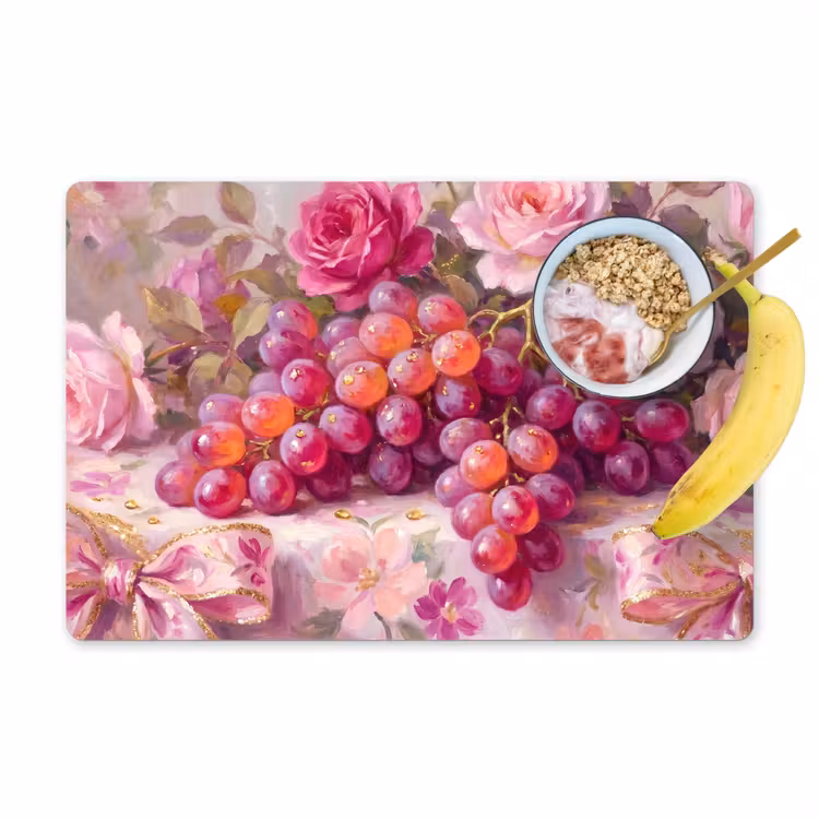 Tischset - 6 Stück - Essen – Blumen – Stillleben – Rosa – Gold - 6 Stück — 1