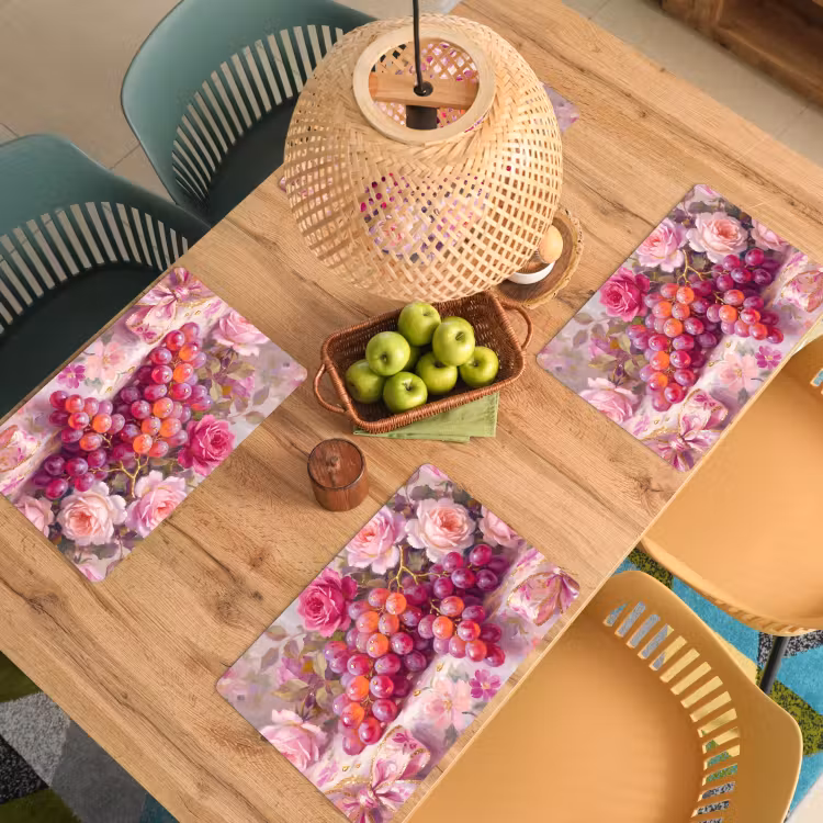 Tischset - 6 Stück - Essen – Blumen – Stillleben – Rosa – Gold - 6 Stück — 3