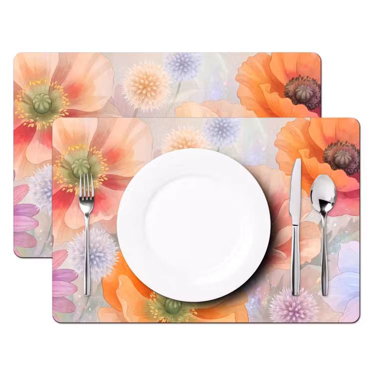 Tischset - 6 Stück - Blumen – Aquarell – Natur – Modern – Farbenfroh - 6 Stück — 2