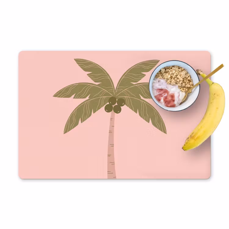 Tischset - 6 Stück - Baum – Palme – Natur – Illustration – Rosa - 6 Stück — 1