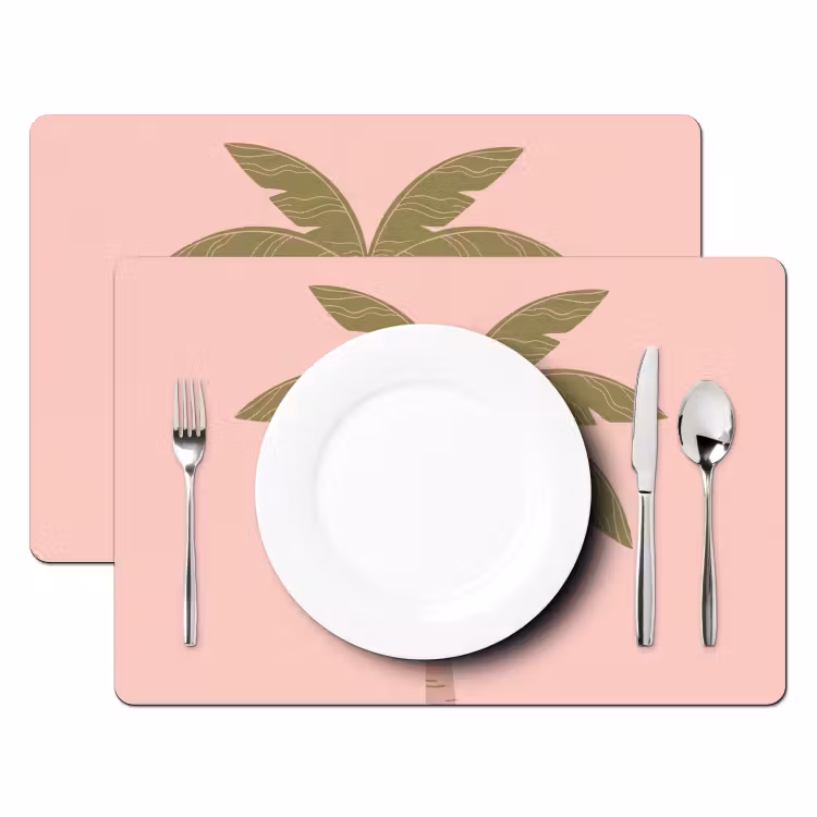 Tischset - 6 Stück - Baum – Palme – Natur – Illustration – Rosa - 6 Stück — 2