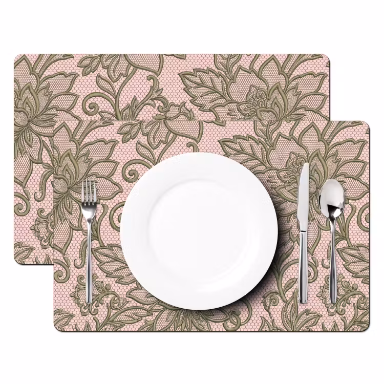 Tischset - 6 Stück - Blumen – Spitze – Muster – Klassisch – Grün - 6 Stück — 2