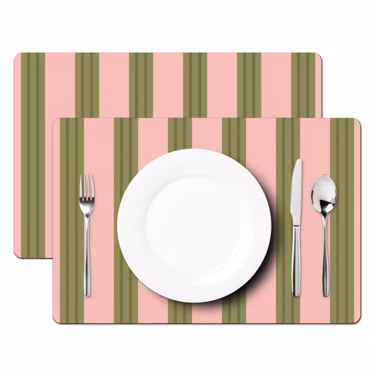 Tischset - 6 Stück - Muster – Streifen – Abstrakt – Rosa – Grün - 6 Stück — 2