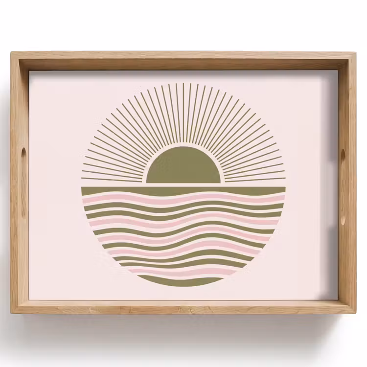 Tablett - Sonne – Meer – Abstrakt – Modern – Rosa — 1