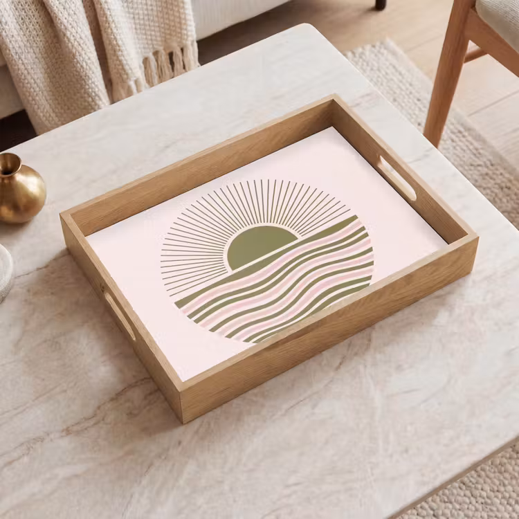 Tablett - Sonne – Meer – Abstrakt – Modern – Rosa — 2