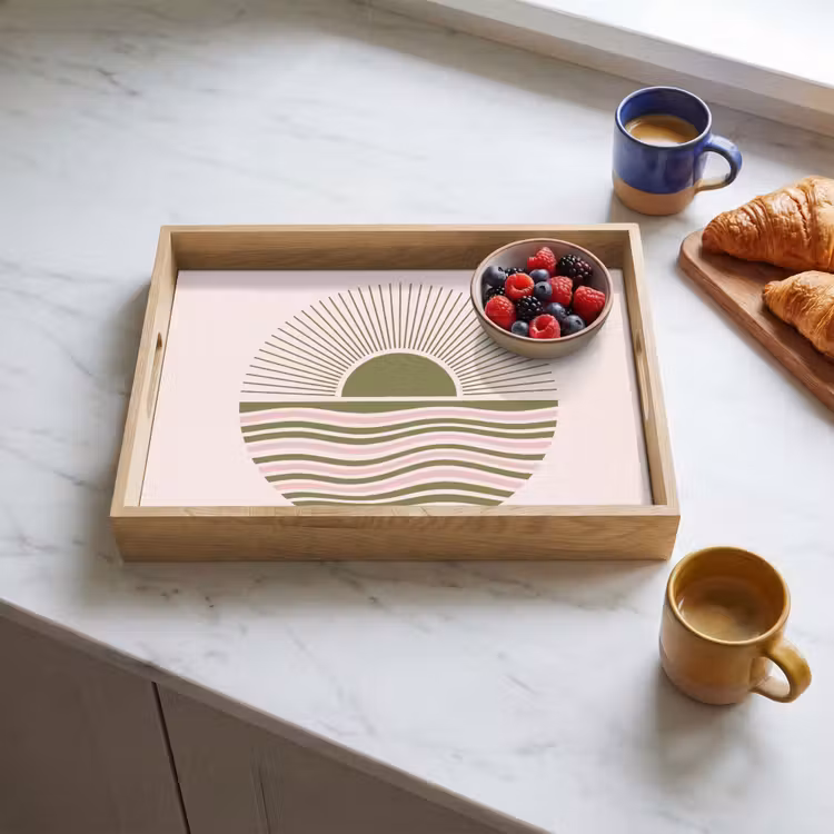 Tablett - Sonne – Meer – Abstrakt – Modern – Rosa — 3