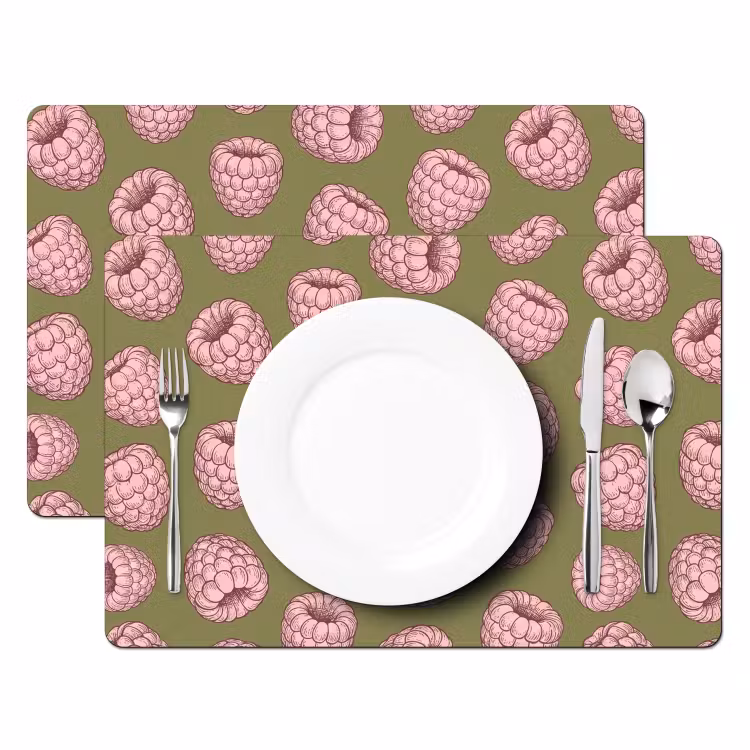 Tischset - 6 Stück - Essen – Muster – Illustration – Rosa – Grün - 6 Stück — 2