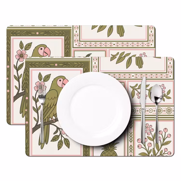 Tischset - 6 Stück - Vogel – Tropisch – Muster – Dekorativ – Grün - 6 Stück — 2